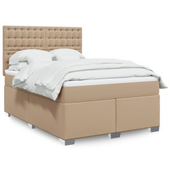 Cama com molas/colchão 140x190 cm couro artificial cappuccino