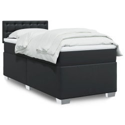 Cama com molas/colchão 80x200 cm couro artificial preto