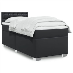 Cama com molas/colchão 90x200 cm couro artificial preto