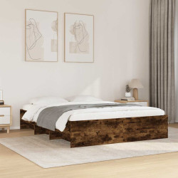Estrutura de cama sem colchão 160x200 cm carvalho fumado