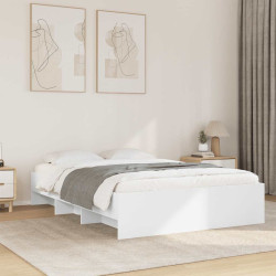 Estrutura de cama 140x190 cm derivados de madeira branco