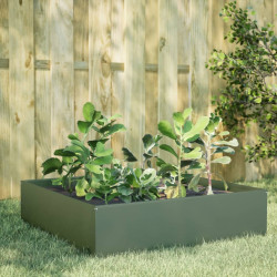 Canteiro elevado jardim aço 100x100x41 cm verde azeitona