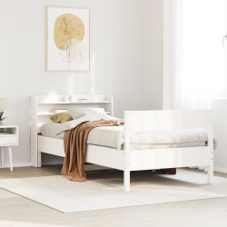 Cama sem colchão 75x190 cm madeira de pinho maciça branco