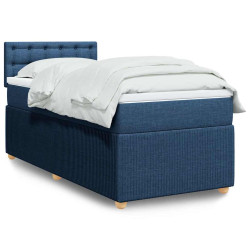 Cama com molas/colchão 80x200 cm tecido azul