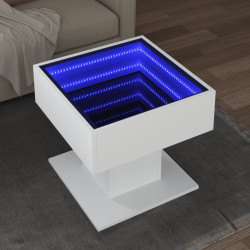 Mesa de centro c/ leds 50x50x45cm derivados de madeira branco