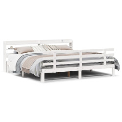 Estrutura de cama c/ cabeceira sem colchão 200x200 cm branco