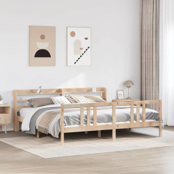 Estrutura de cama com cabeceira 200x200 cm pinho maciço