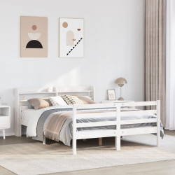 Estrutura cama c/ cabeceira 135x190 cm pinho maciço branco