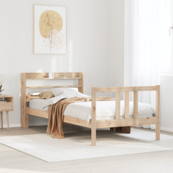 Estrutura de cama com cabeceira 90x190 cm pinho maciço
