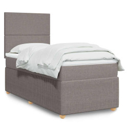 Cama com molas/colchão 100x200 cm tecido cinza-acastanhado