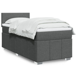 Cama com molas/colchão 90x190 cm tecido cinza-escuro