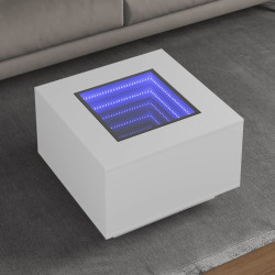 Mesa de centro c/leds 60x60x40cm contraplacado branco brilhante