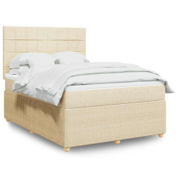 Cama com molas/colchão 140x190 cm tecido cor creme