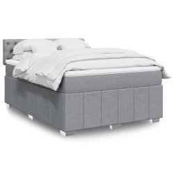 Cama com molas/colchão 140x190 cm tecido cinzento-claro