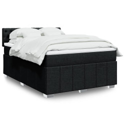 Cama com molas/colchão 140x190 cm tecido preto