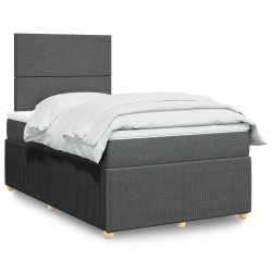 Cama boxspring com colchão 120x190 cm tecido cinzento-escuro