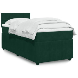 Cama com molas/colchão 100x200 cm veludo verde-escuro