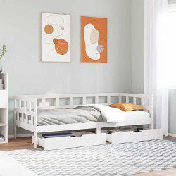 Sofá-cama com gavetas 80x200 cm madeira de pinho maciça