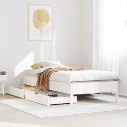 Cama sem colchão 100x200 cm madeira de pinho maciça branco