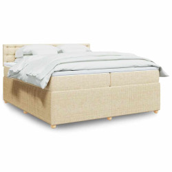 Cama com molas/colchão 200x200 cm tecido cor creme