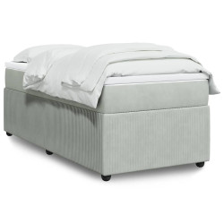 Cama com molas/colchão 90x190 cm veludo cinza-claro