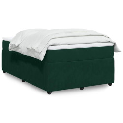 Cama boxspring com colchão 120x190 cm veludo verde-escuro