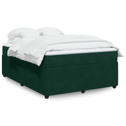 Cama com molas/colchão 140x190 cm veludo verde-escuro