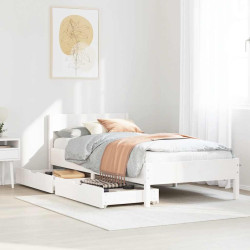 Cama sem colchão 75x190 cm madeira de pinho maciça branco