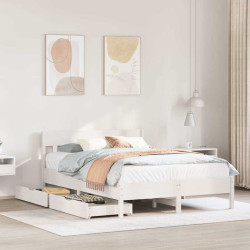 Cama sem colchão 120x200 cm madeira de pinho maciça branco