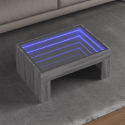 Mesa de centro luzes LED infinity 70x50x30 cm cinzento sonoma