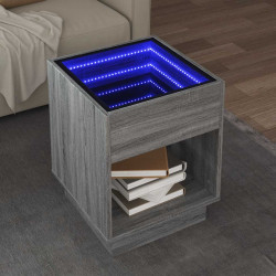 Mesa de centro luzes LED infinity 40x40x50 cm cinzento sonoma