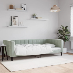 Sofá-cama 100x190 cm veludo cinzento-claro