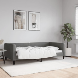 Sofá-cama 100x190 cm tecido cinzento-escuro
