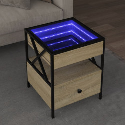 Mesa de centro luzes LED infinity 40x40x51 cm carvalho sonoma