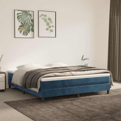 Colchão de molas ensacadas firmeza média 160x220x20 cm veludo azul-escuro