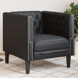 Sofá chesterfield couro artificial preto