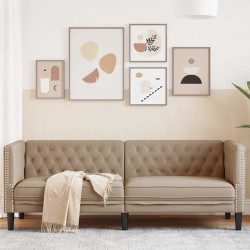 Sofá chesterfield 3 lugares couro artificial cappuccino