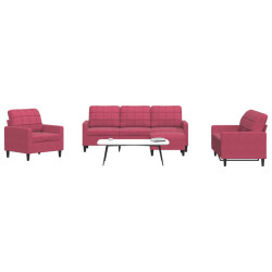 4 Pcs conjunto de sofás com almofadões veludo vermelho tinto