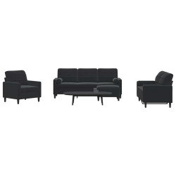4 Pcs conjunto de sofás com almofadões e rolos veludo preto
