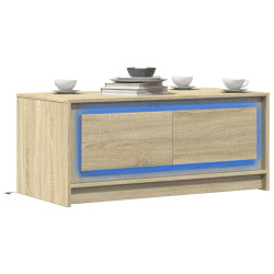 Mesa de centro c/ luzes LED derivados madeira carvalho sonoma