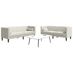 2 Pcs conjunto de sofás chesterfield com rolos veludo creme