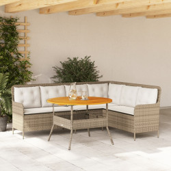 2 Pcs conjunto de sofás p/ jardim com almofadões vime PE bege