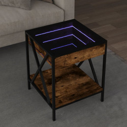 Mesa de centro luzes LED infinity 40x40x49 cm carvalho fumado