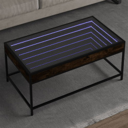 Mesa de centro luzes LED infinity 90x50x41 cm carvalho fumado