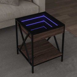 Mesa de centro luzes LED infinity 40x40x49 cm carvalho castanho