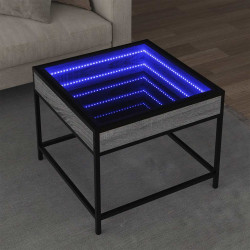 Mesa de centro luzes LED infinity 50x50x41 cm cinzento sonoma