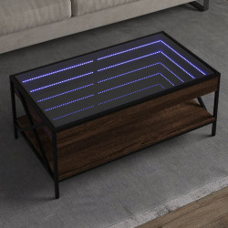 Mesa de centro luzes LED infinity 90x50x38 cm carvalho castanho