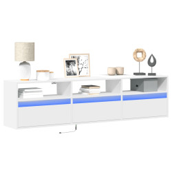 Móvel de parede para TV com luzes LED 180x31x45 cm branco
