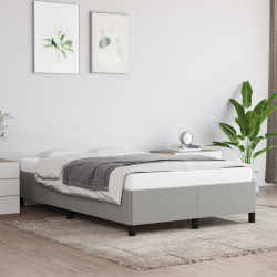 Estrutura de cama sem colchão 120x200 cm tecido cinzento-claro