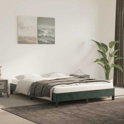 Estrutura de cama sem colchão 140x200 cm veludo verde-escuro